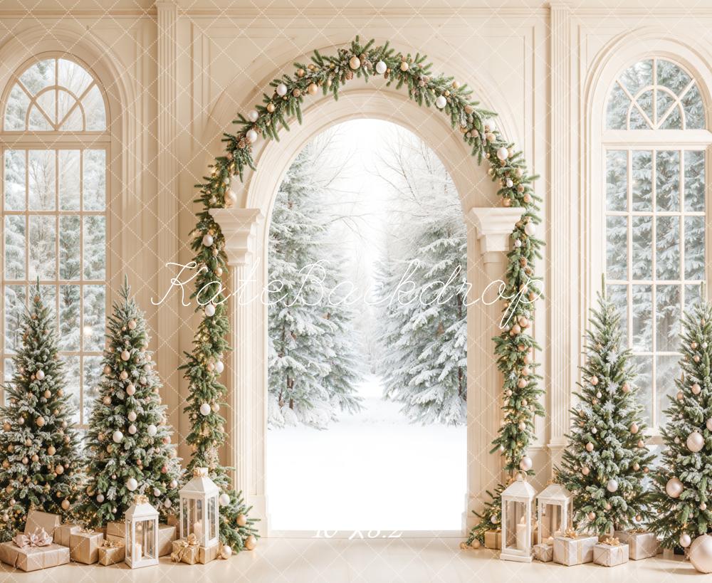 Kate Christmas Tree White Arched Door Backdrop Designed by Emetselch