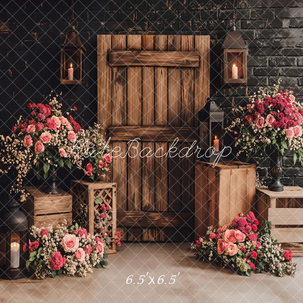 Lightning Deals Kate Rustic Floral Wooden Door Backdrop Designed by Emetselch -UK