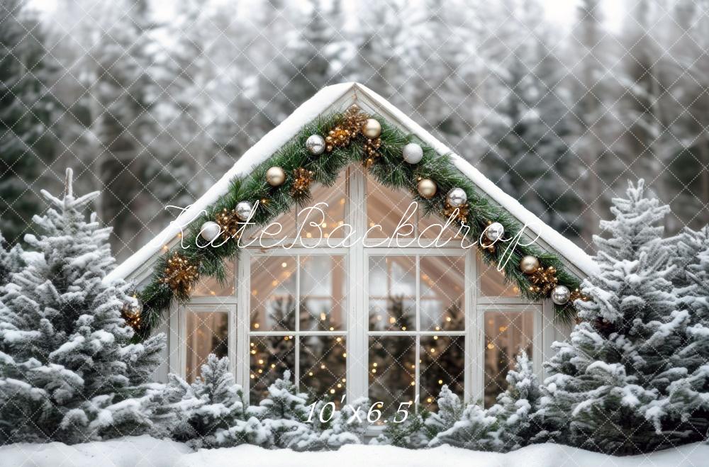 Kate Christmas Snowy Greenhouse Backdrop Designed by Mini MakeBelieve -UK