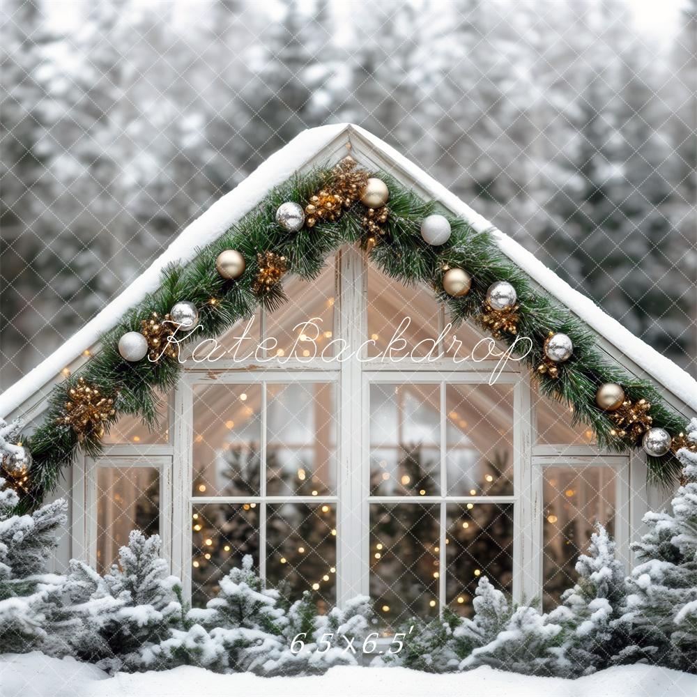 Kate Christmas Snowy Greenhouse Backdrop Designed by Mini MakeBelieve -UK