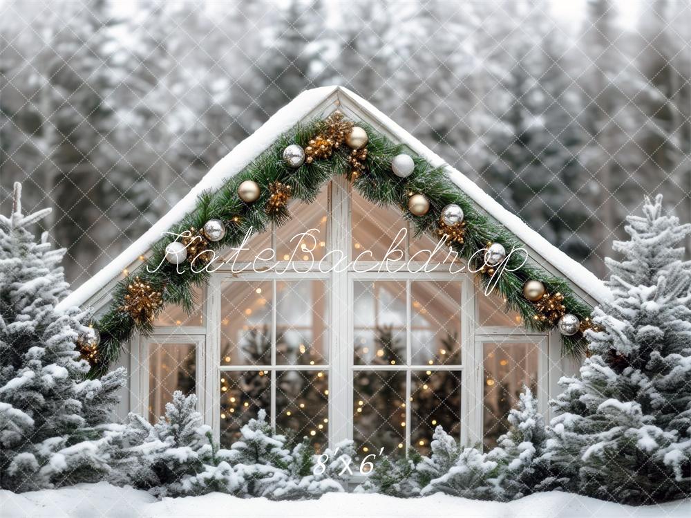 Kate Christmas Snowy Greenhouse Backdrop Designed by Mini MakeBelieve -UK