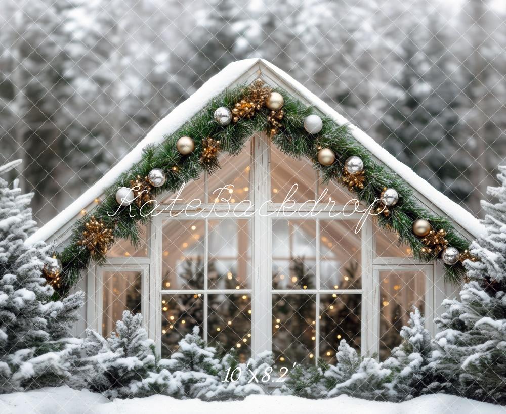 Kate Christmas Snowy Greenhouse Backdrop Designed by Mini MakeBelieve -UK
