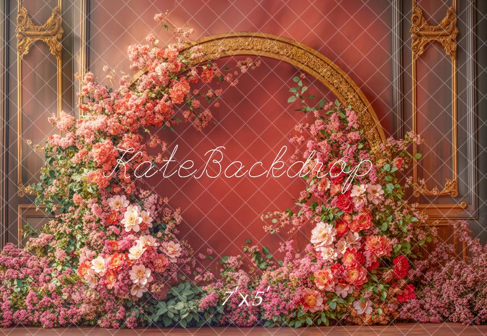 Kate Spring Floral Arch Red Backdrop Designed by Emetselch