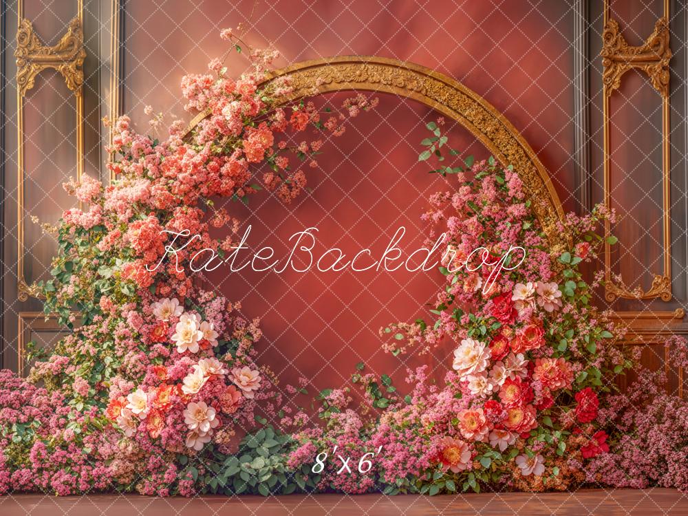 Kate Spring Floral Arch Red Backdrop Designed by Emetselch