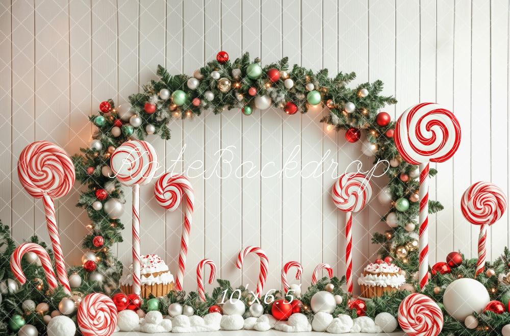 Kate Christmas Candy Cane Arch Lollipop Backdrop Designed by Patty Robert -UK