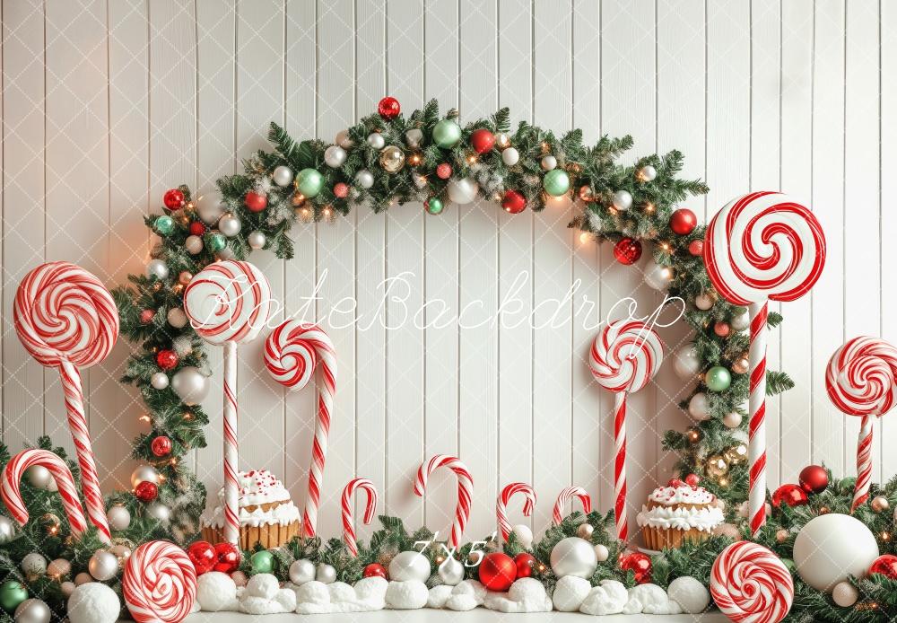 Kate Christmas Candy Cane Arch Lollipop Backdrop Designed by Patty Robert -UK