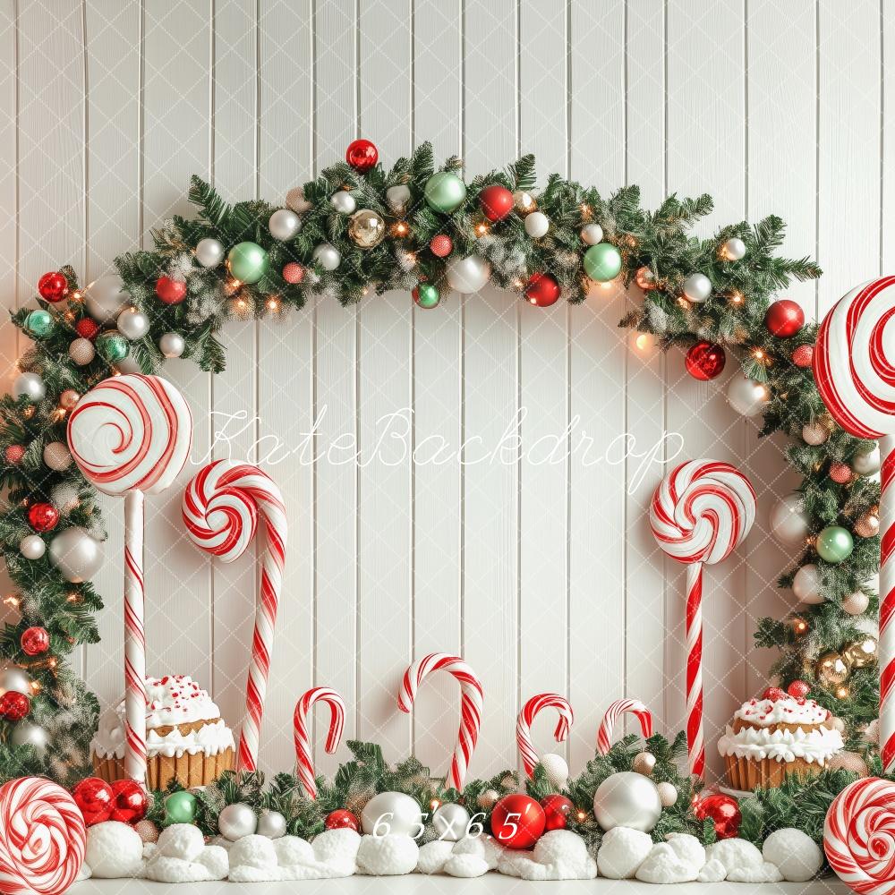 Kate Christmas Candy Cane Arch Lollipop Backdrop Designed by Patty Robert -UK