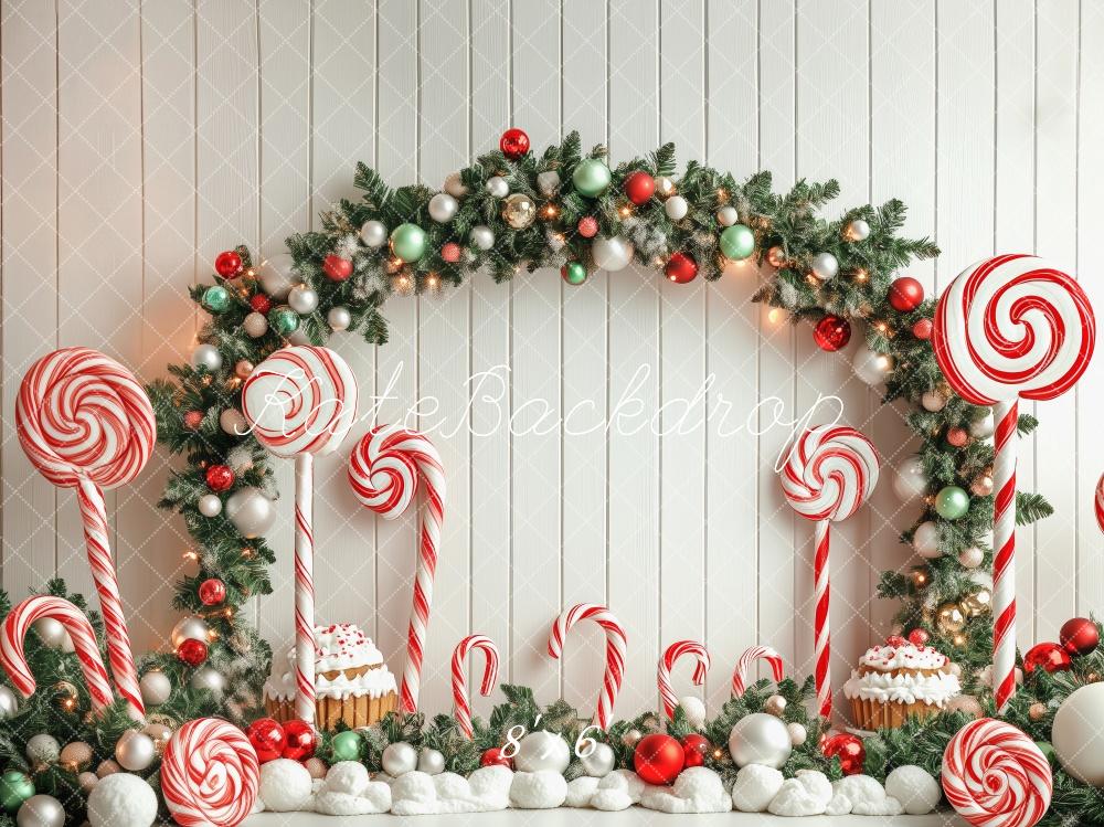 Kate Christmas Candy Cane Arch Lollipop Backdrop Designed by Patty Robert -UK