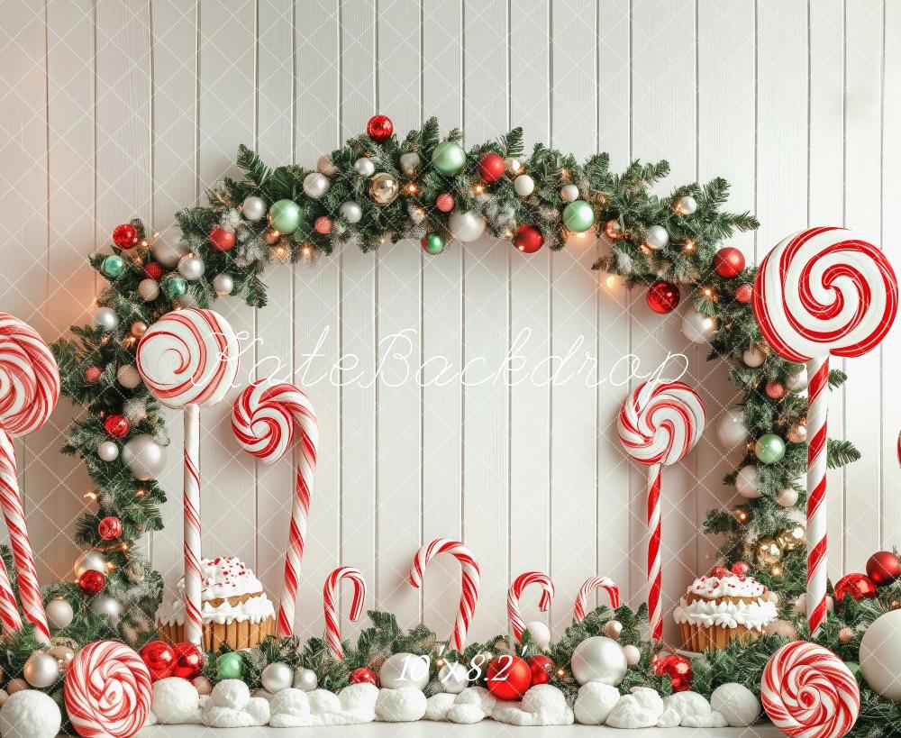 Kate Christmas Candy Cane Arch Lollipop Backdrop Designed by Patty Robert -UK