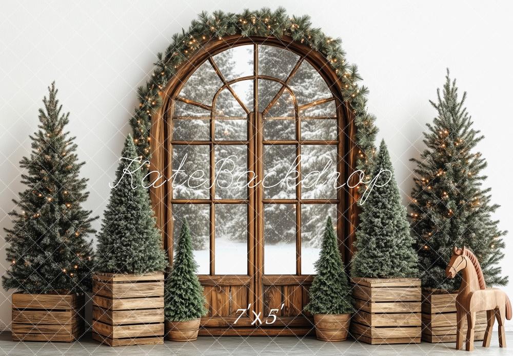 Lightning Deals Kate Christmas Tree Rustic Arched Window Backdrop Designed by Patty Robert -UK