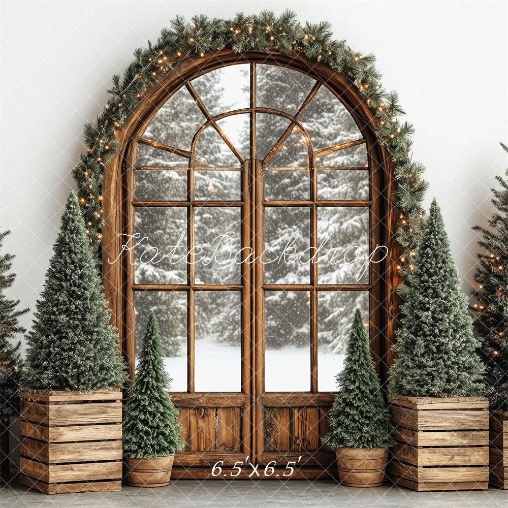 Lightning Deals Kate Christmas Tree Rustic Arched Window Backdrop Designed by Patty Robert -UK
