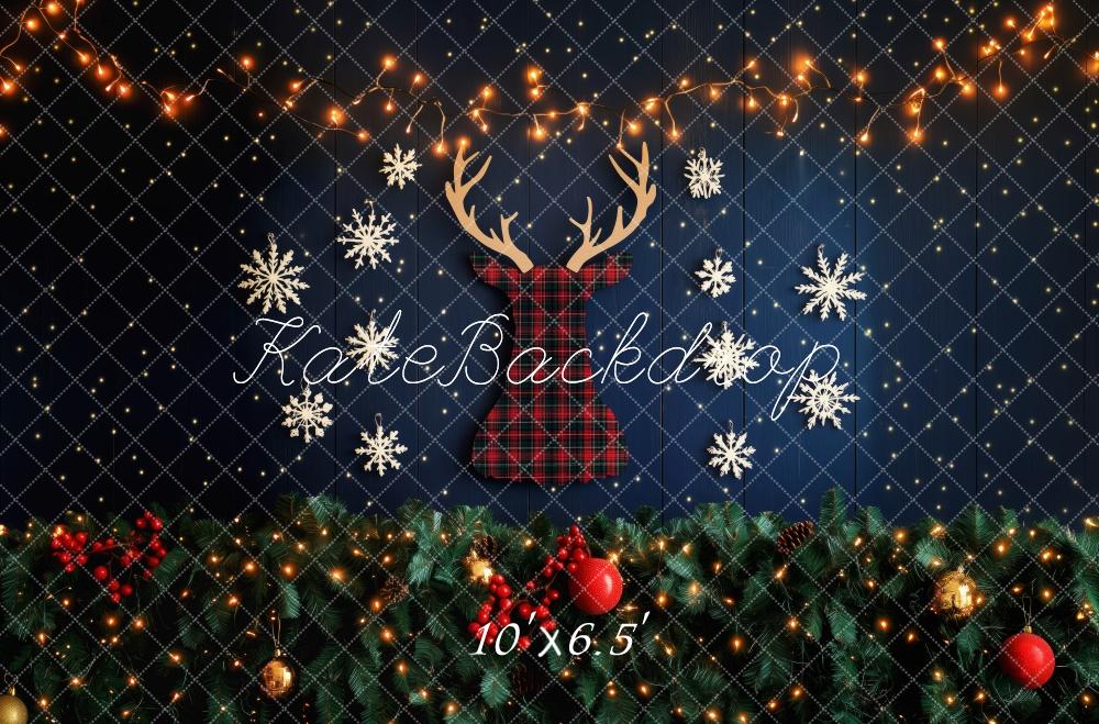 Kate Christmas Reindeer Snowflake Lights Backdrop Designed by Patty Robert -UK