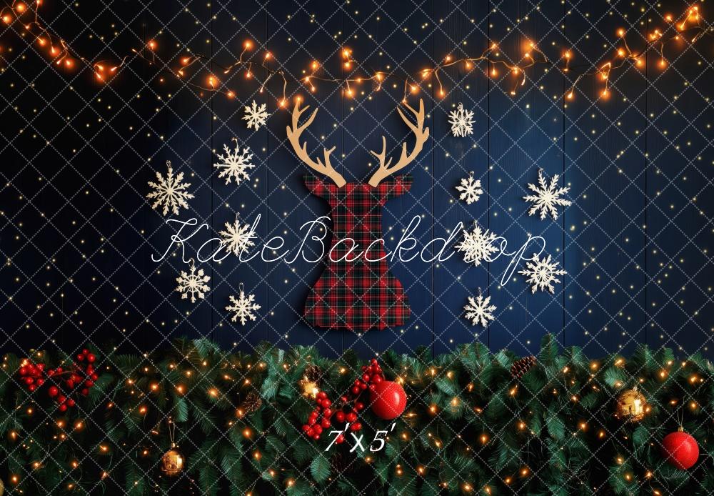 Kate Christmas Reindeer Snowflake Lights Backdrop Designed by Patty Robert -UK