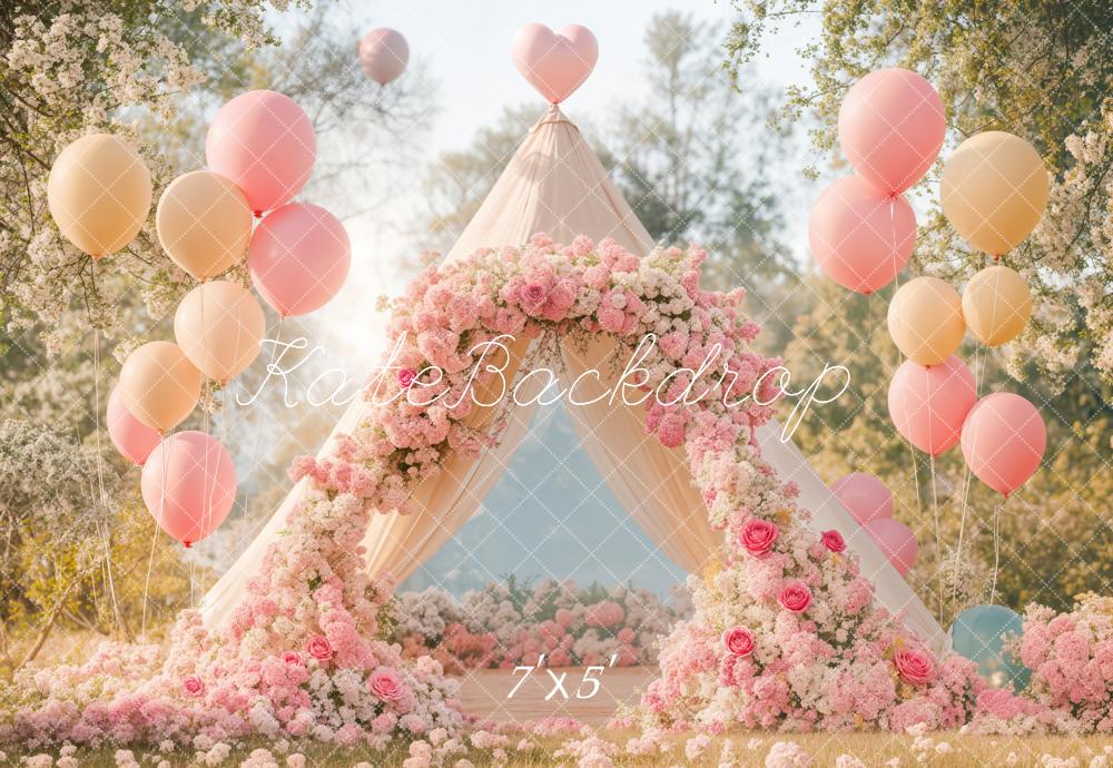 Kate Romantic Floral Arch Balloon Tent Backdrop Designed by Emetselch