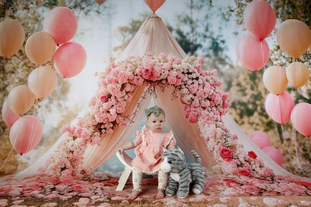 Kate Romantic Floral Arch Balloon Tent Backdrop Designed by Emetselch