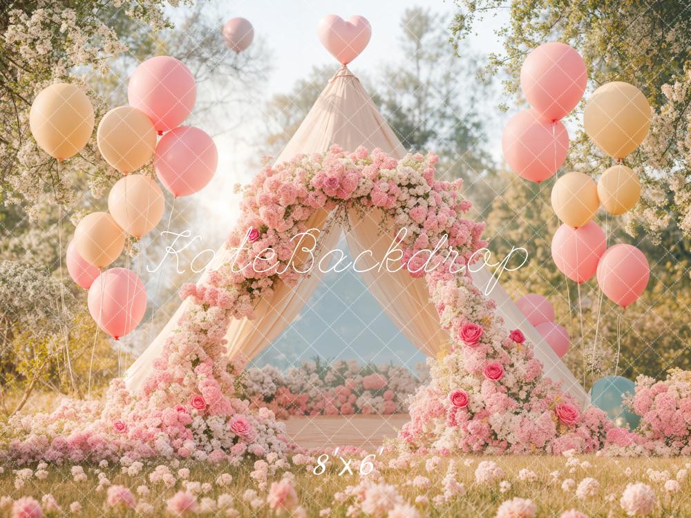 Kate Romantic Floral Arch Balloon Tent Backdrop Designed by Emetselch