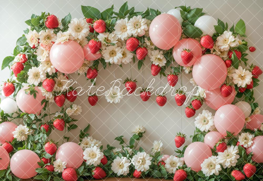 Kate Summer Strawberry Floral Balloon Arch Backdrop Designed by Emetselch