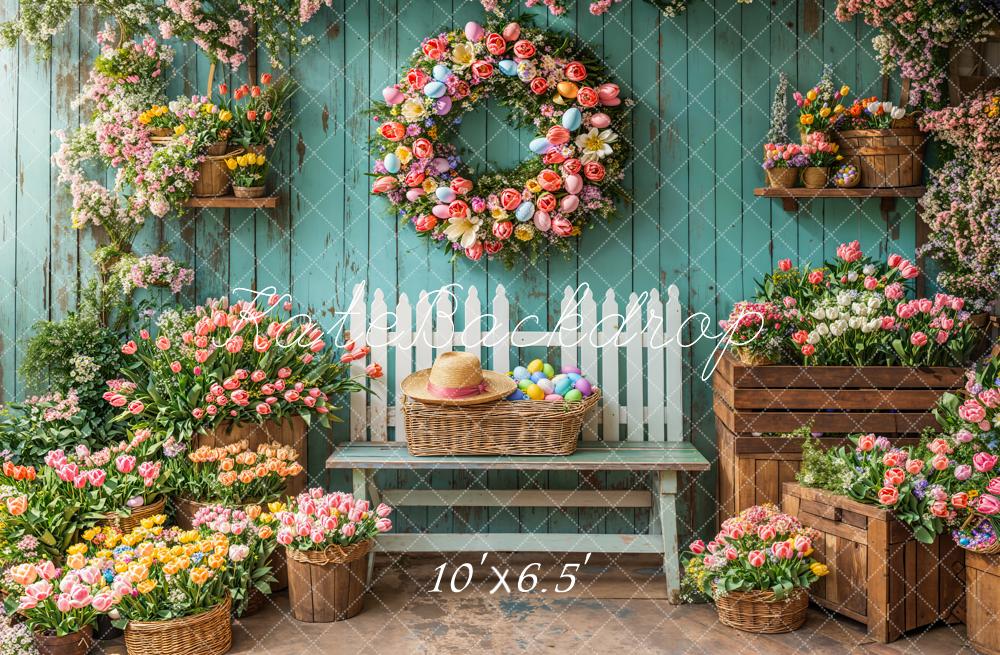 Kate Spring Floral Easter Wreath Backdrop Designed by Emetselch -UK