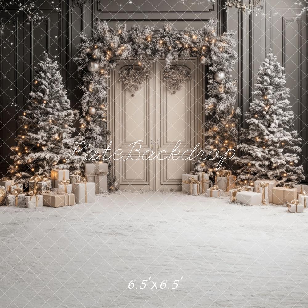 Kate Christmas Tree Retro Door Snowy Backdrop Designed by Lidia Redekopp -UK