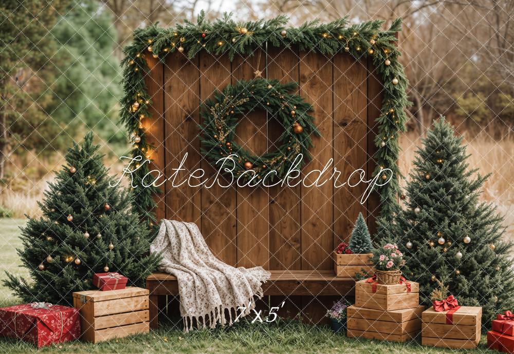 On Sale Kate Christmas Forest Rustic Wooden Barn Backdrop Designed by Emetselch -UK