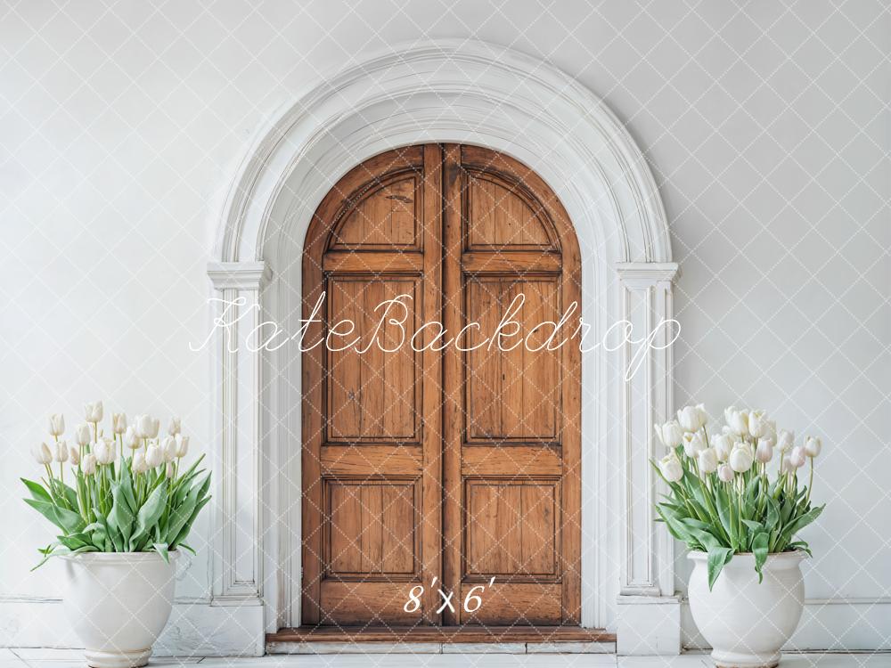 Kate Spring Wooden Arched Door Tulips Backdrop Designed by Emetselch -UK