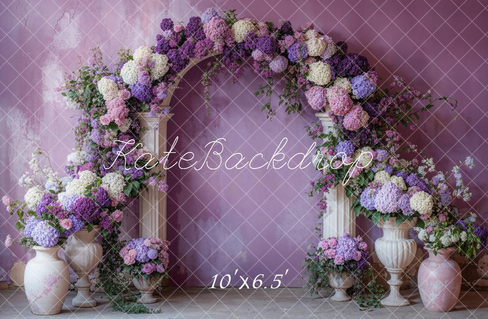 Kate Beautiful Purple Floral Arch Backdrop Designed by Emetselch