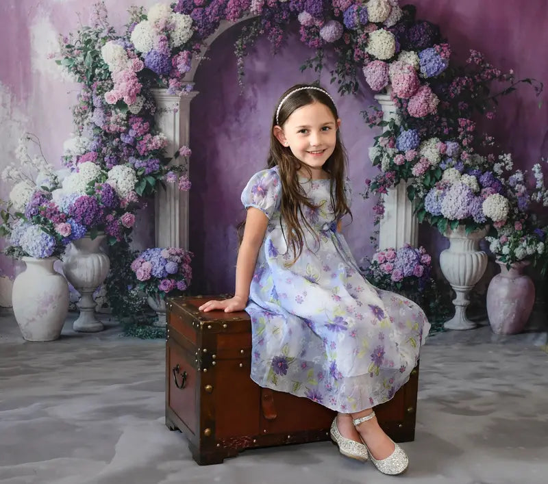 Kate Beautiful Purple Floral Arch Backdrop Designed by Emetselch