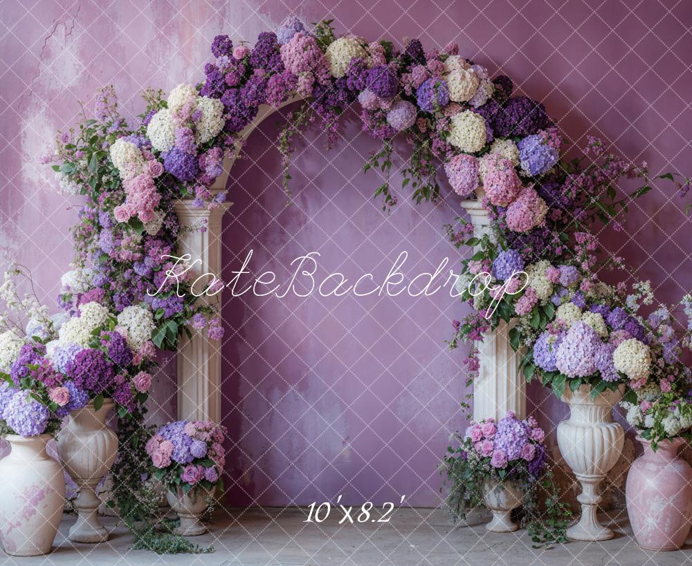 Kate Beautiful Purple Floral Arch Backdrop Designed by Emetselch