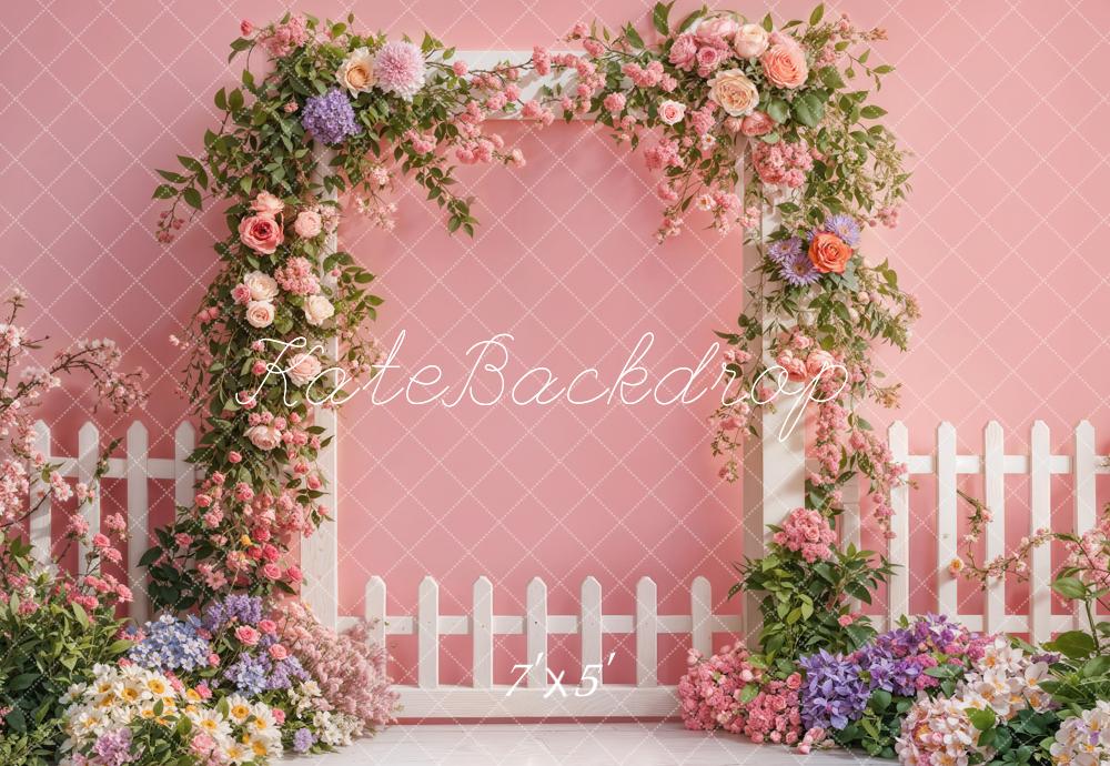 Lightning Deals Kate Spring Flower Arch Fence Pink Backdrop Designed by Emetselch -UK