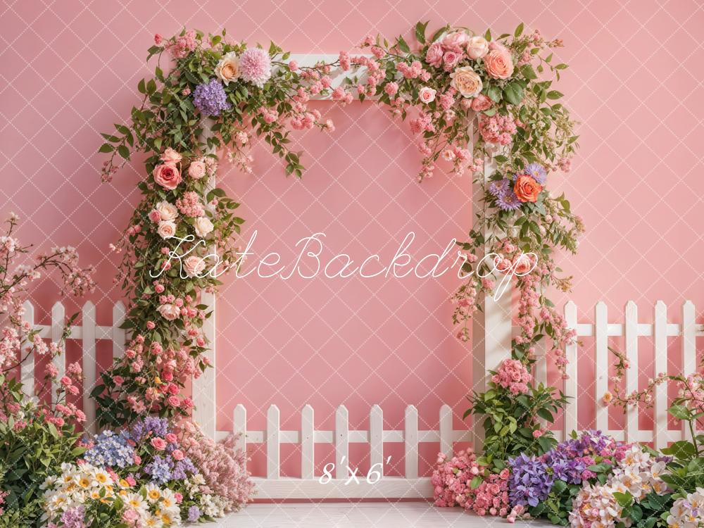 Lightning Deals Kate Spring Flower Arch Fence Pink Backdrop Designed by Emetselch -UK