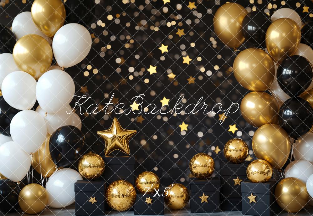 Lightning Deals Kate Cake Smash Gold&Black Balloon Backdrop Designed by Emetselch -UK