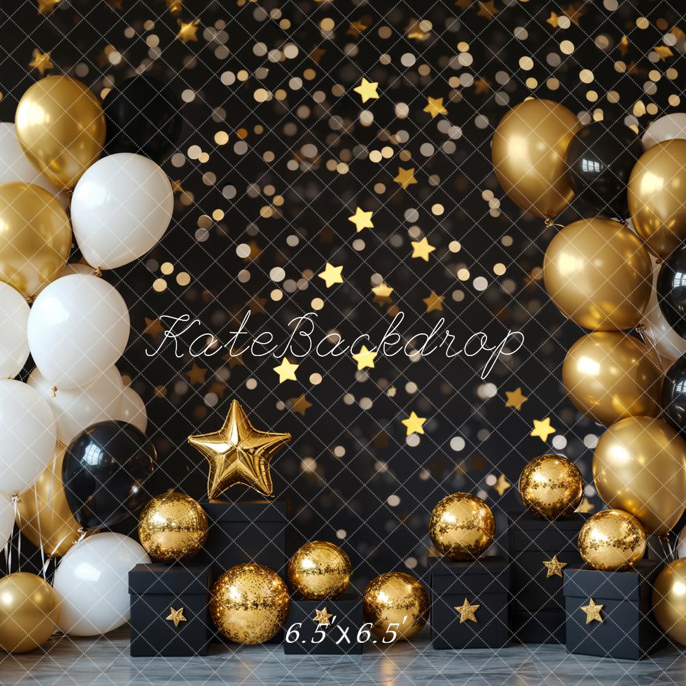 Lightning Deals Kate Cake Smash Gold&Black Balloon Backdrop Designed by Emetselch -UK