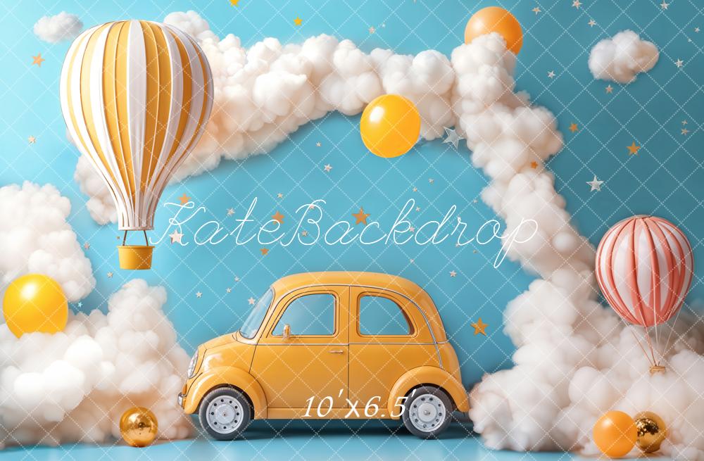 Lightning Deals Kate Cake Smash Hot Air Balloon Car Clouds Backdrop Designed by Emetselch -UK