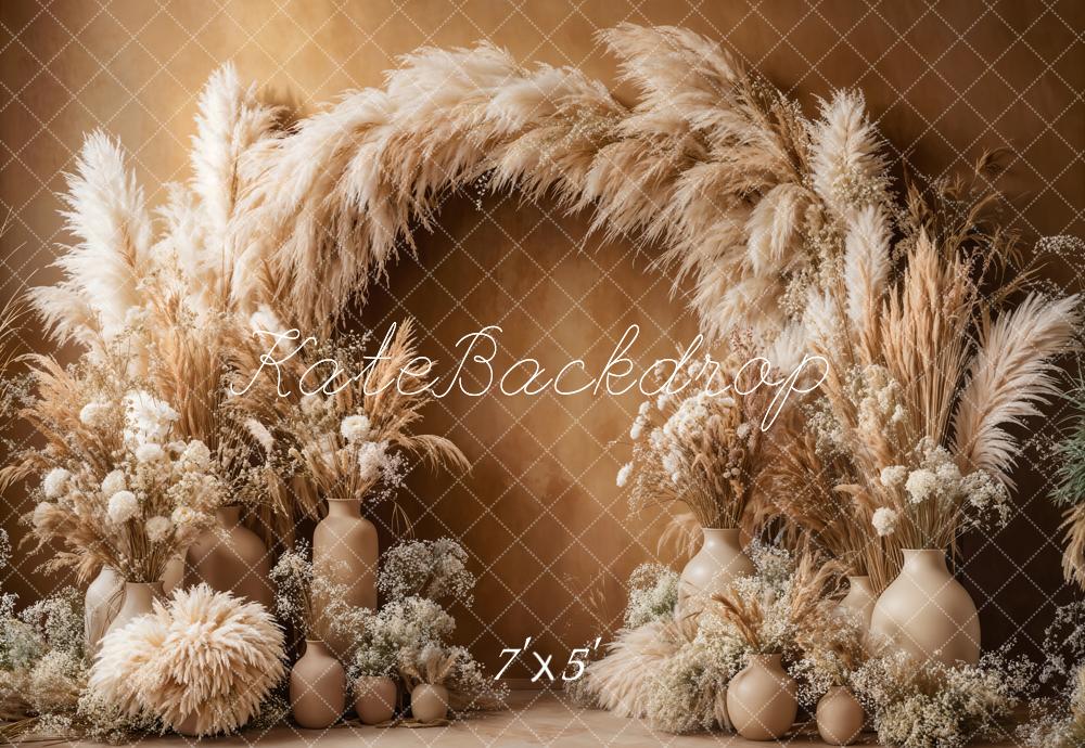 On Sale Kate Boho Arch Pampas Grass Brown Backdrop Designed by Emetselch -UK