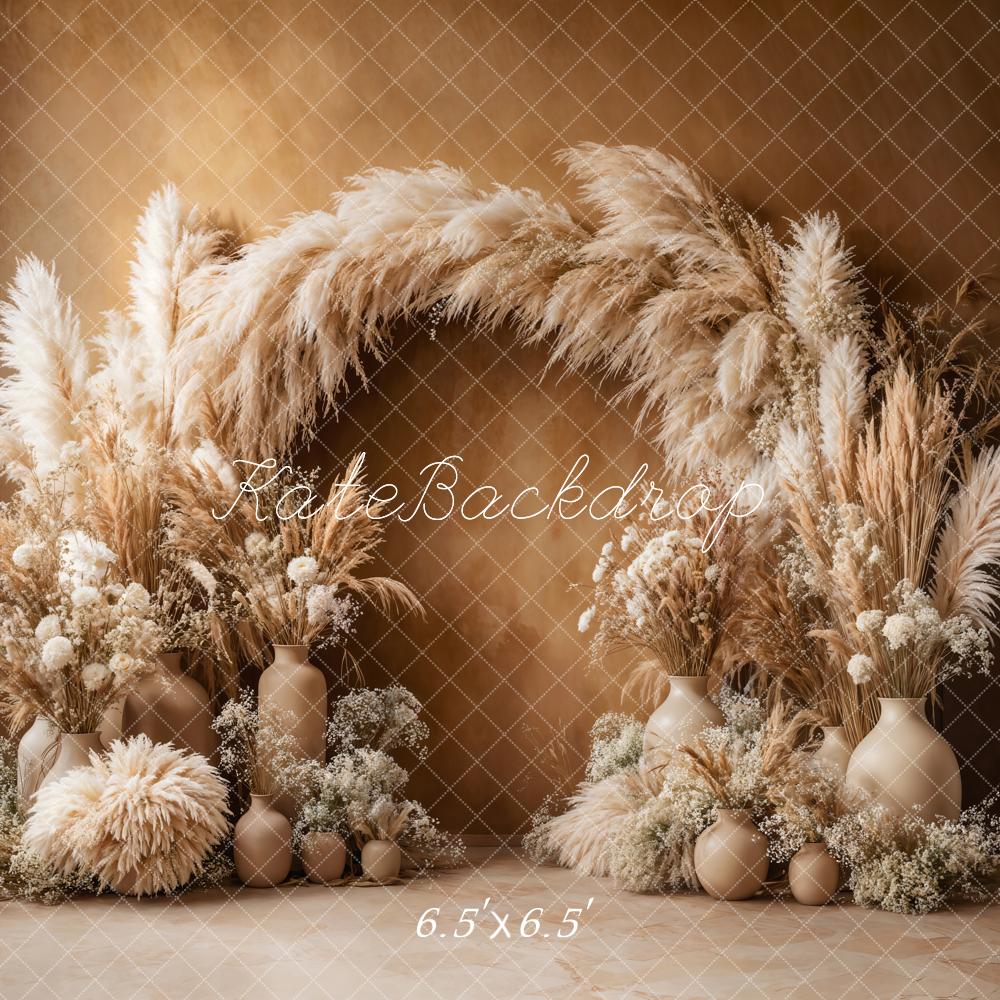 On Sale Kate Boho Arch Pampas Grass Brown Backdrop Designed by Emetselch -UK