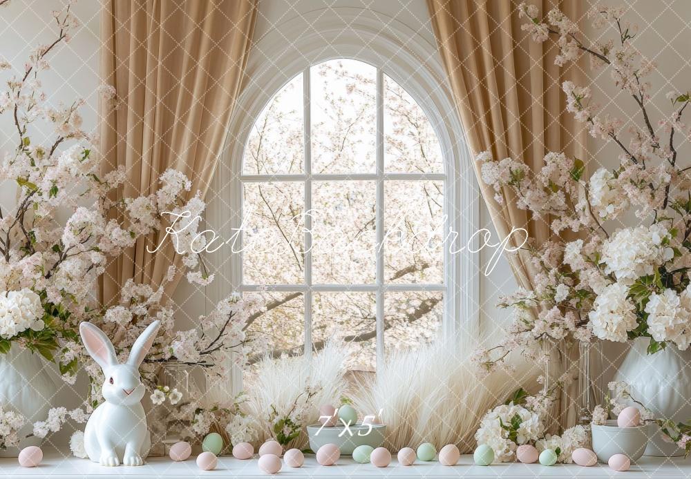 Kate Easter Bunny Floral Arched Window Backdrop Designed by Mini MakeBelieve -UK