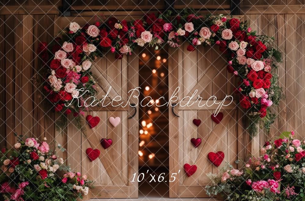 Kate Valentine Floral Heart Barn Door Backdrop Designed by Patty Robert -UK
