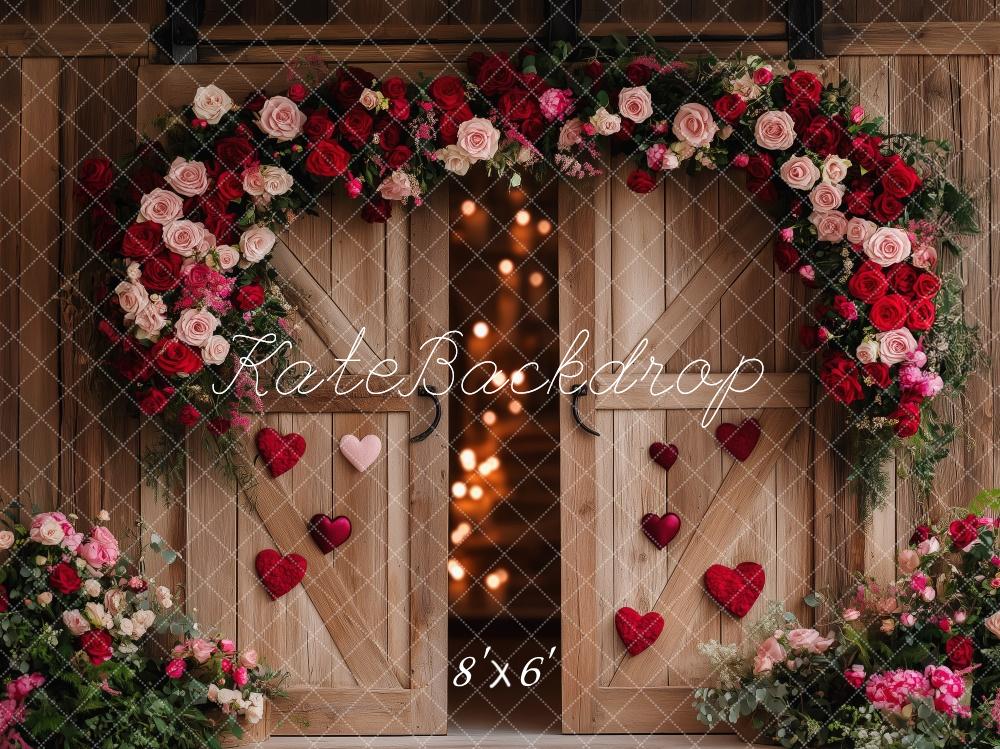 Kate Valentine Floral Heart Barn Door Backdrop Designed by Patty Robert -UK