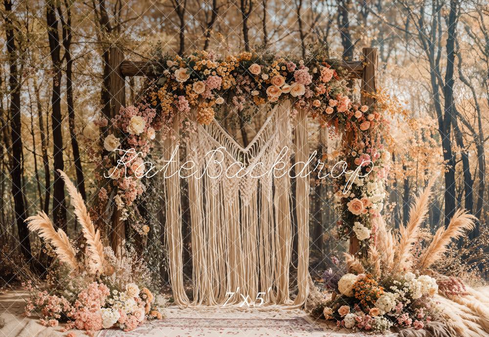 Kate Boho Macrame Flower Arch Forest Backdrop Designed by Emetselch -UK