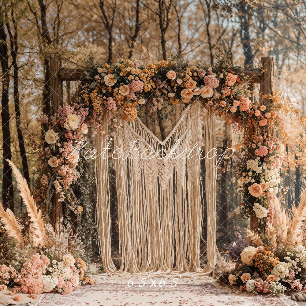 Kate Boho Macrame Flower Arch Forest Backdrop Designed by Emetselch -UK