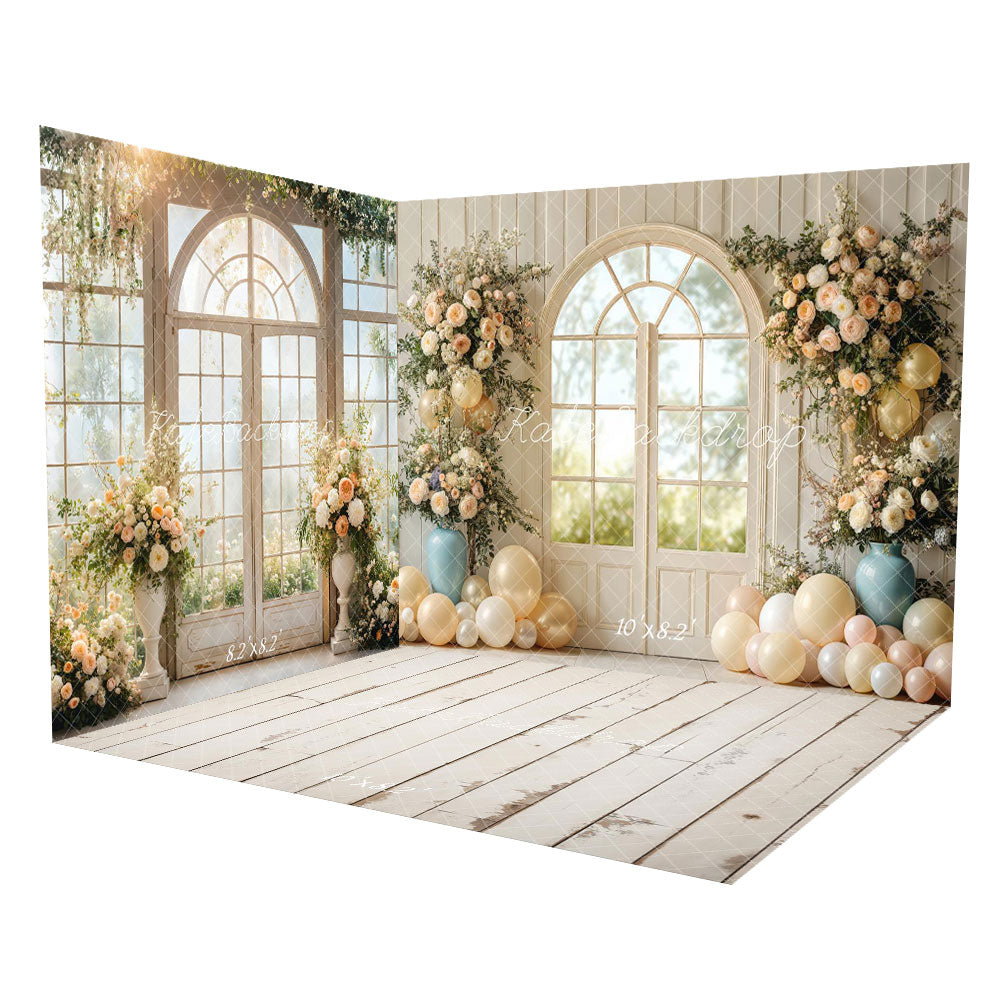 Kate Wedding Floral Arched Window Balloons Room Set -UK