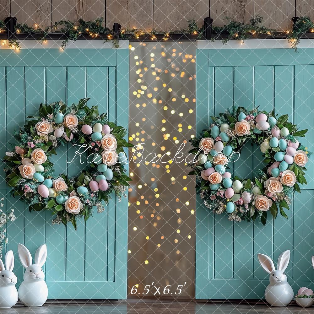 Kate Easter Bunny Floral Wreath Barn Backdrop Designed by Mini MakeBelieve -UK