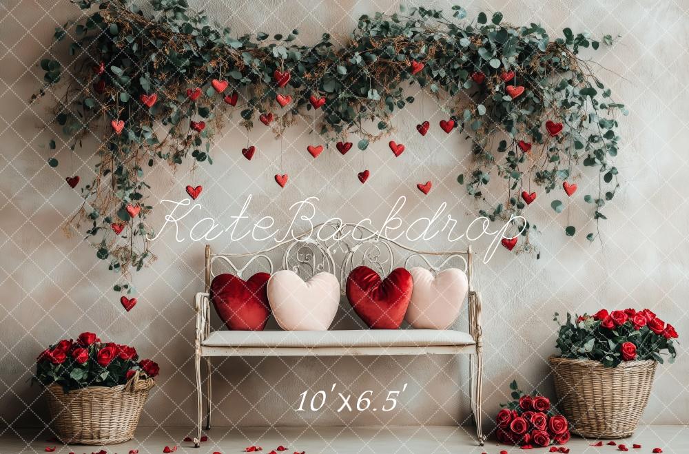 Kate Valentine's Heart Floral Bench Backdrop Designed by Patty Robert -UK