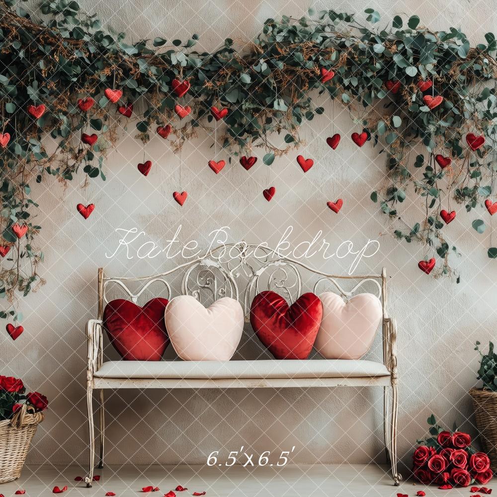Kate Valentine's Heart Floral Bench Backdrop Designed by Patty Robert -UK
