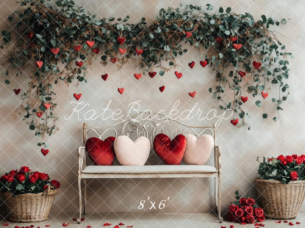 Kate Valentine's Heart Floral Bench Backdrop Designed by Patty Robert -UK