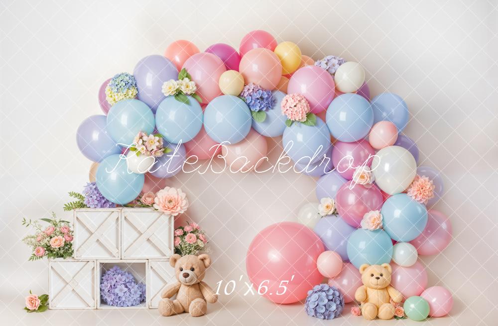 Lightning Deals Kate Cake Smash Pastel Balloon Flower Arch Backdrop Designed by Emetselch -UK