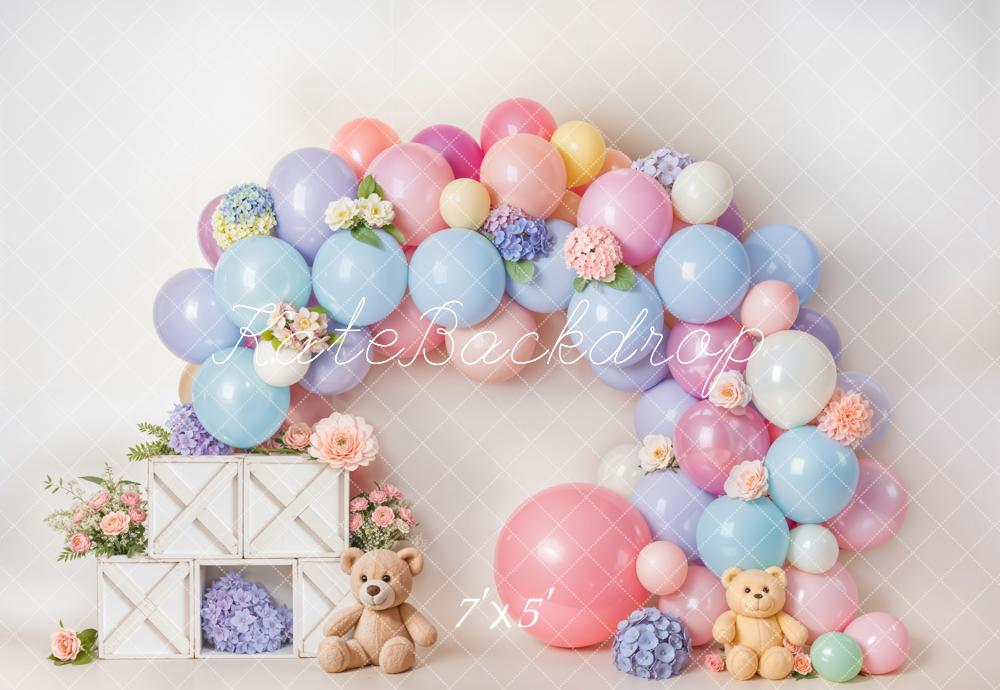 Lightning Deals Kate Cake Smash Pastel Balloon Flower Arch Backdrop Designed by Emetselch -UK