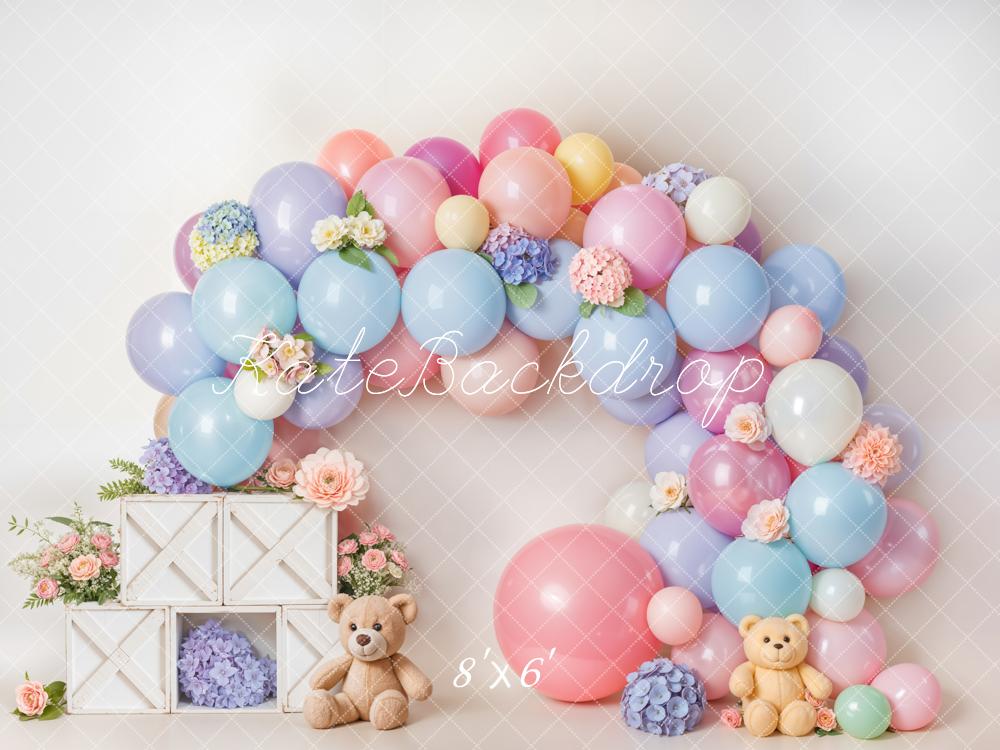 Lightning Deals Kate Cake Smash Pastel Balloon Flower Arch Backdrop Designed by Emetselch -UK
