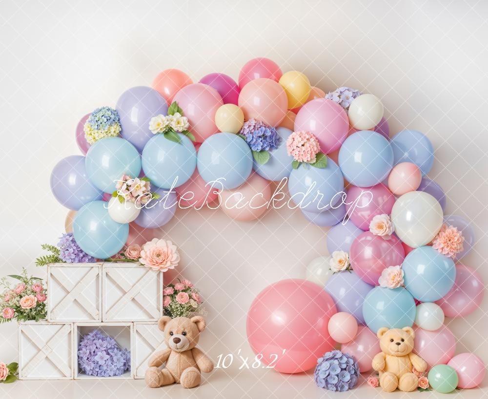 Lightning Deals Kate Cake Smash Pastel Balloon Flower Arch Backdrop Designed by Emetselch -UK
