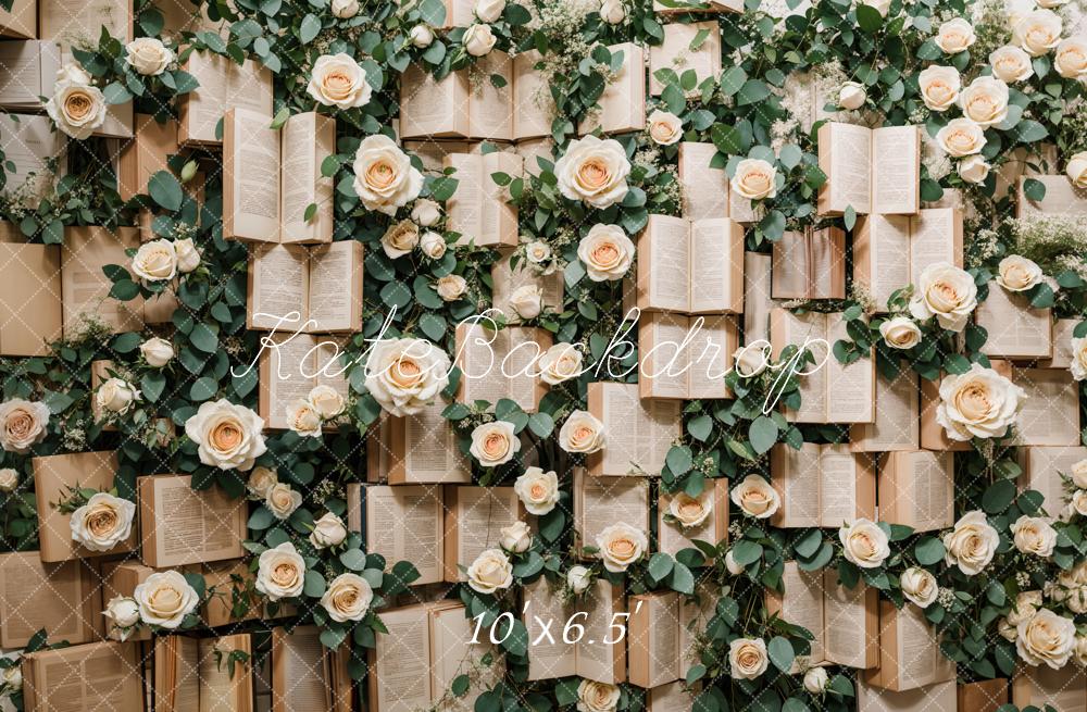 On Sale Kate Valentine Vintage Books Roses Backdrop Designed by Emetselch -UK